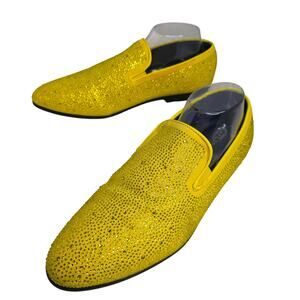 Bright Yellow sz10 Rhinestones allover loafers. Events. Entertainer. Shows Artzy